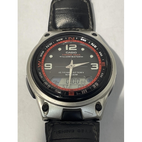 608 - A CASIO FISHING GEAR ILLUMINATOR WRIST WATCH IN WORKING ORDER