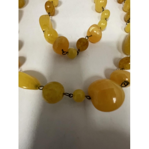 631 - AN AMBER BUTTERSCOTCH BEAD NECKLACE