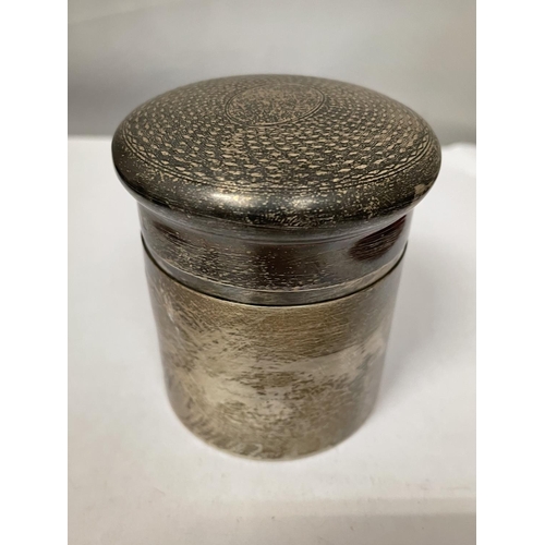 639A - A HALLMARKED BIRMINGHAM LIDDED POT GROSS WEIGHT 88g