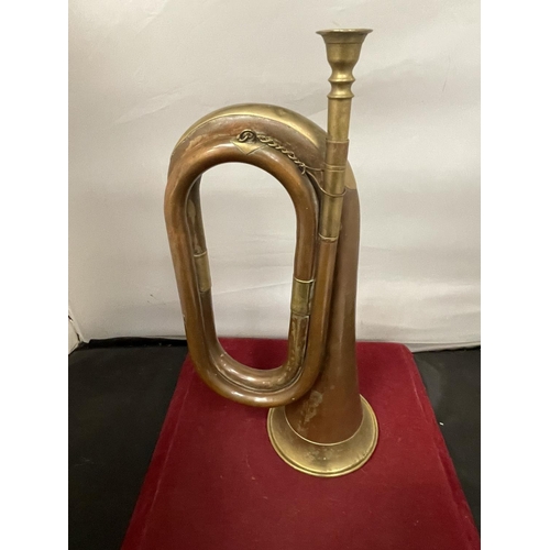 663 - A BRASS AND COPPER BUGLE