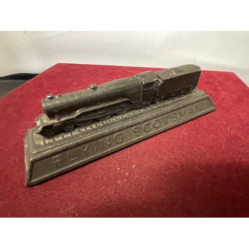 667 - A BRASS, FLYING SCOTSMAN, PAPER WEIGHT