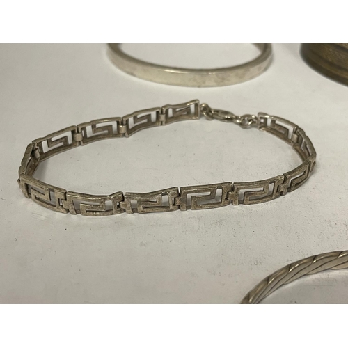 792 - FIVE VARIOUS MARKED SILVER BANGLES