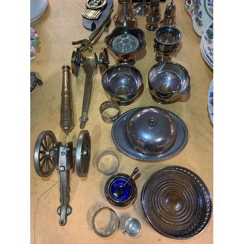 346 - VARIOUS SILVER PLATE AND BRASS ITEMS