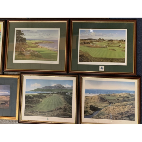 403 - A COLLECTION OF ELEVEN MAINLY GOLF RELATED PRINTS TO INCLUDE SEVEN SIGNED AND LIMITED EDITION EXAMPL... 