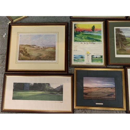 403 - A COLLECTION OF ELEVEN MAINLY GOLF RELATED PRINTS TO INCLUDE SEVEN SIGNED AND LIMITED EDITION EXAMPL... 