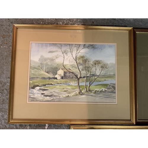 404 - THREE SIGNED SAM CHADWICK GILT FRAMED PRINTS