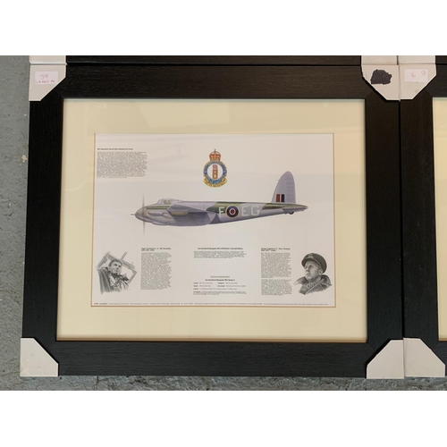 640 - FOUR FRAMED AVIATION PRINTS TO INCLUDE AVRO MANCHESTER, VICKERS SPITFIRE, MOSQUITO AND A SWORDFISH