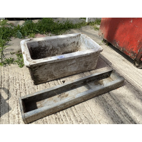 1685 - A SMALL GALVANISED TROUGH AND A SMALL BELFAST SINK (W:52CM)