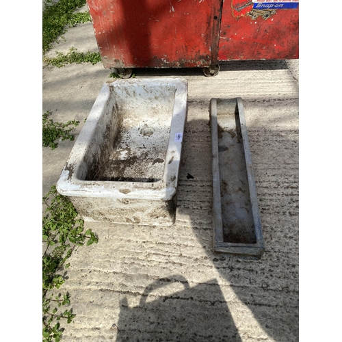 1685 - A SMALL GALVANISED TROUGH AND A SMALL BELFAST SINK (W:52CM)