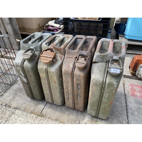 1701 - A GROUP OF FOUR VINTAGE JERRY CANS