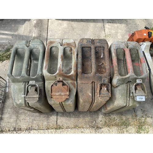 1701 - A GROUP OF FOUR VINTAGE JERRY CANS