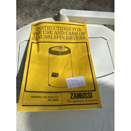 1743 - A WHITE ZANUSSI SPIN DRYER WITH INSTRUCTION MANUAL BELIEVED IN WORKING ORDER BUT NO WARRANTY