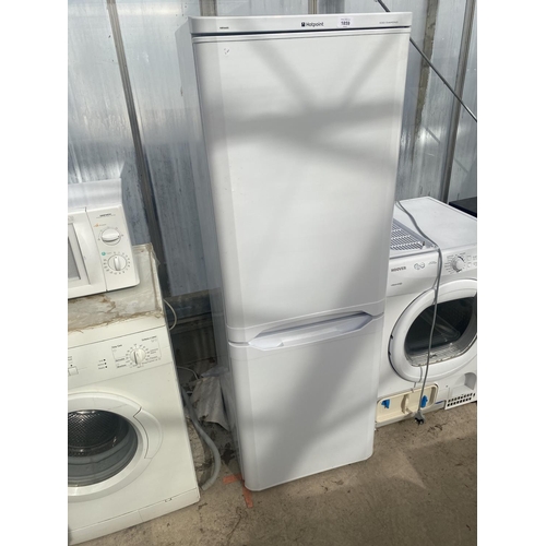 1859 - A WHITE HOTPOINT UPRIGHT FRIDGE FREEZER BELIEVED IN WORKING ORDER BUT NO WARRANTY