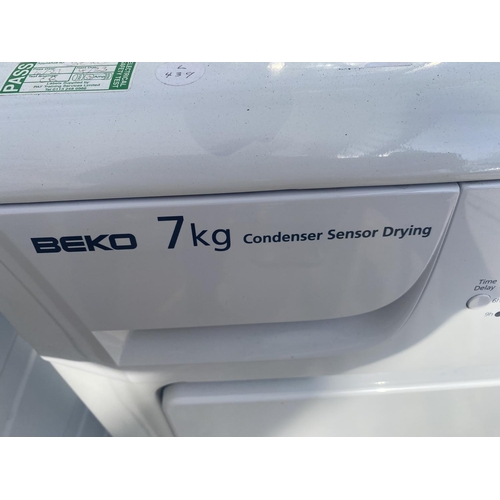 1869 - A WHITE BEKO 7KG CONDENSOR DRYER PAT TEST, FUNCTION TEST AND SANITIZED BUT NO WARRANTY GIVEN