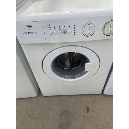 1876 - A WHITE ZANUSSI 3KG COMPACT WASHING MACHINE, PAT TEST, FUNCTION TEST AND SANITIZED BUT NO WARRANTY G... 