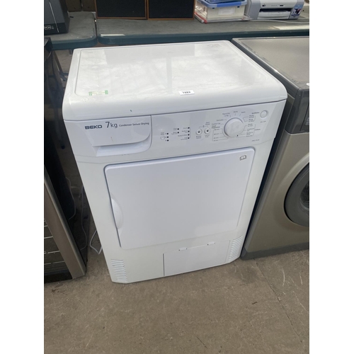 1882 - A WHITE BEKO 7KG CONDENSER DRYER, PAT TEST, FUNCTION TEST AND SANITIZED BUT NO WARRANTY GIVEN