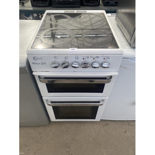 1887 - A WHITE FLAVEL OVEN AND HOB BELIEVED IN WORKING ORDER BUT NO WARRANTY