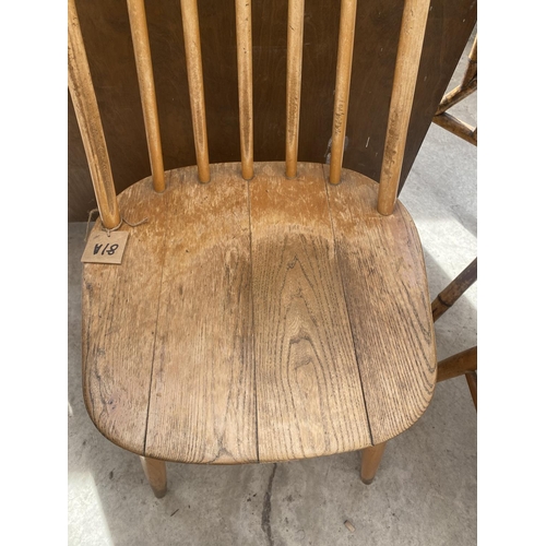 2111 - FOUR 'CENTA' ELM AND BEECH WINDSOR STYLE DINING CHAIRS