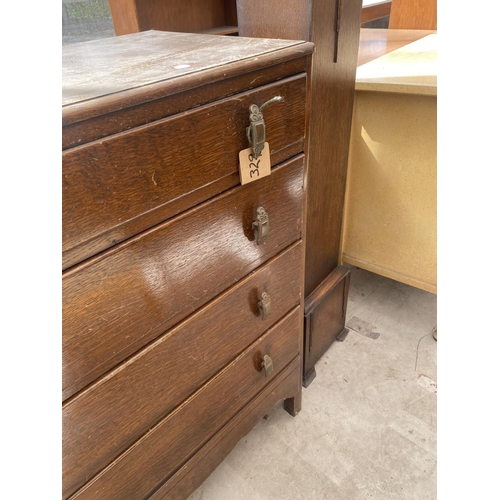 2127 - AN EARLY 20TH CENTURY OAK CHEST OF FOUR DRAWERS, 30