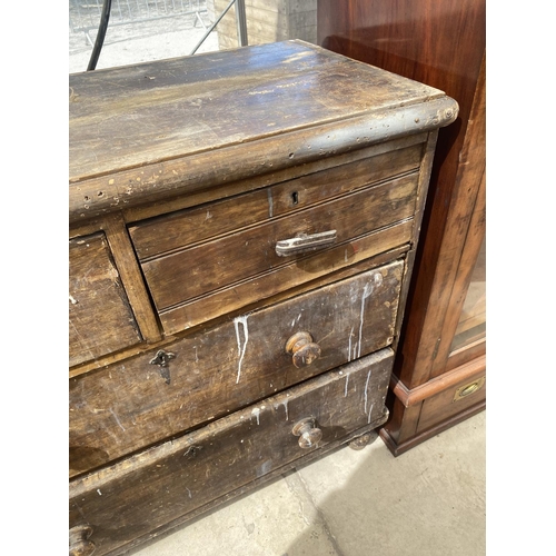 2145 - A VICTORIAN PINE CHEST OF TWO SHORT AND TWO LONG DRAWERS, 35