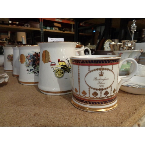 842 - A QUANTITY OF COMMEMORATIVE CUPS TO INCLUDE TWO TANKARDS