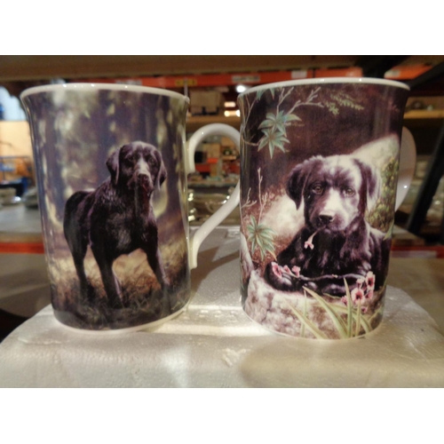 844 - SIX DANBURY MINT COFFEE MUGS FEATURING BLACK LABRADORS