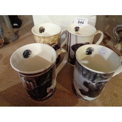 844 - SIX DANBURY MINT COFFEE MUGS FEATURING BLACK LABRADORS