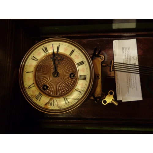 861 - A J WILKINSON MAHOGANY VIENNA STYLE WALL CLOCK  L: APPROXIMATELY 71CM