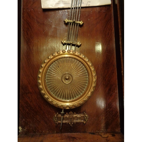 861 - A J WILKINSON MAHOGANY VIENNA STYLE WALL CLOCK  L: APPROXIMATELY 71CM