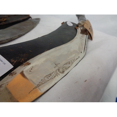 871 - TWO LARGE SHEATHED KUKRI KNIVES