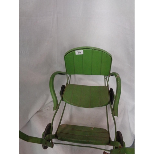 878 - A VINTAGE FOLD AWAY DOLL'S PUSH CHAIR