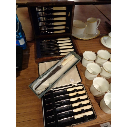 893 - AN ASSORTMENT OF BOXED FLATWARE AND A PART STAFFORDSHIRE TEA SET