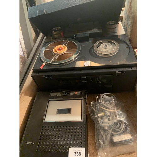 368 - A VINTAGE REEL TO REEL TAPE PLAYER AND VARIOUS TAPES ETC