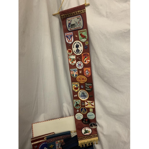 371 - A LARGE COLLECTION OF SEW ON BADGES DISPLAY STRIPS