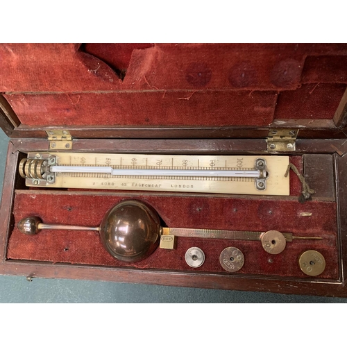 59 - A BOXED HYDROMETER BY DRING AND FAGE OF LONDON