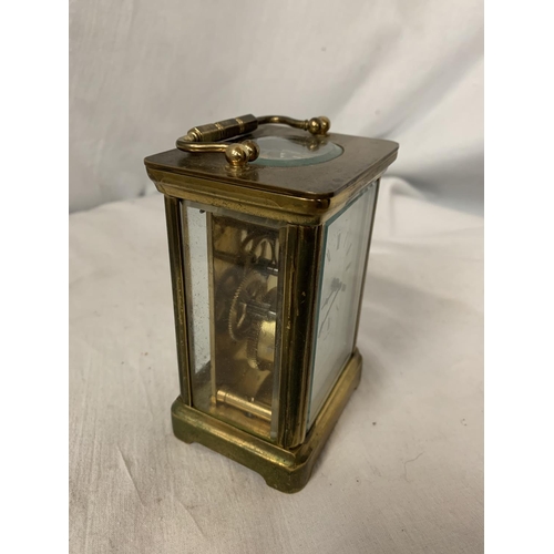 62 - A VINTAGE HENLEY FIVE GLASS BRASS CARRIAGE CLOCK