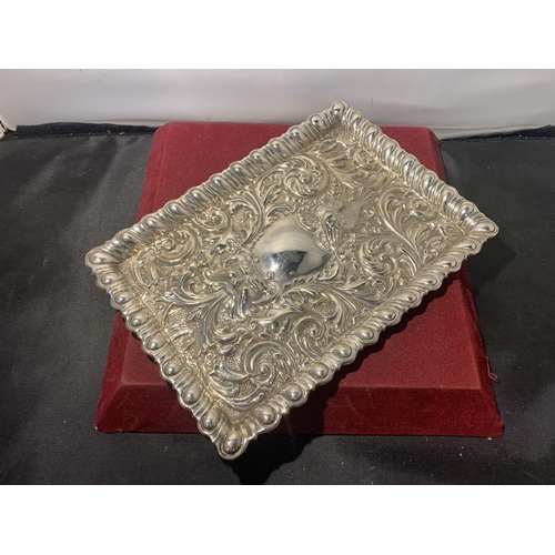 785 - A SILVER-PLATED ORNATE TRAY GROSS WEIGHT 211g