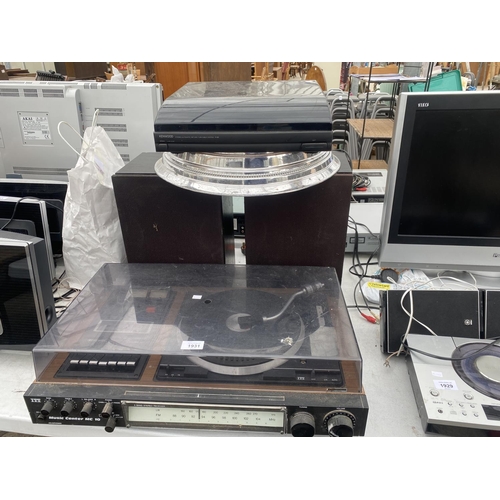 1931 - A VINTAGE DOLBY SYSTEM RECORD PLAYER, A PAIR OF SPEAKERS, A KENWOOD RECORD PLAYER AND A CAKE STAND