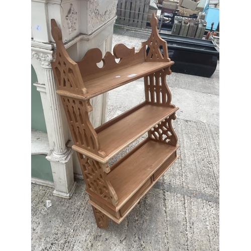 2536 - 19TH CENTURY STYLE WALL SHELVES WITH TWO DRAWERS 21