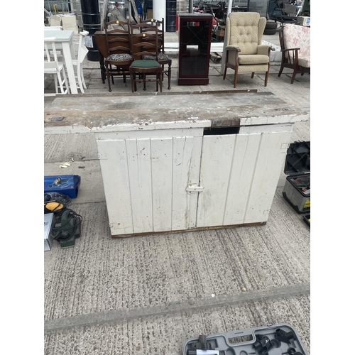 1787 - A VINTAGE PAINTED PINE WORKBENCH CABINET