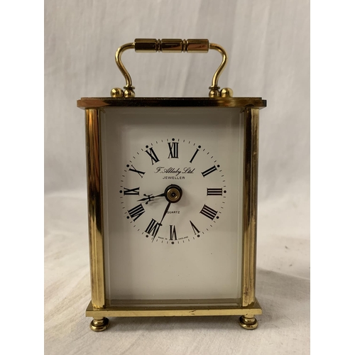 5 - AN F ALLABY LTD BRASS CARRIAGE CLOCK