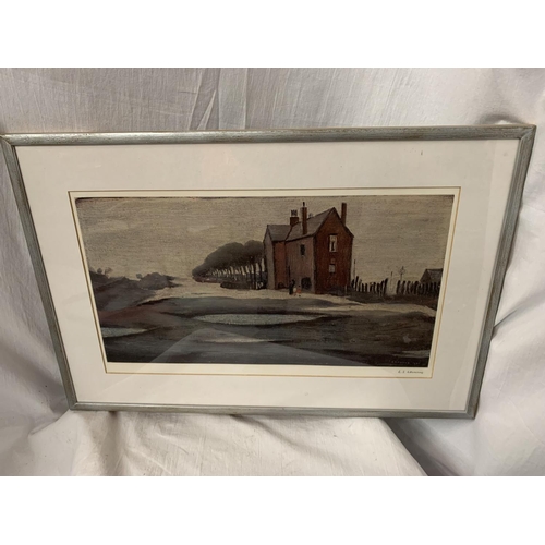 25 - A LAURENCE STEPHEN LOWRY R.A (1887-1976) 'THE LONELY HOUSE' SIGNED IN PENCIL WITH MAGNUS PRINTS BLIN... 