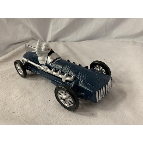 172 - A BLUE MICHELIN CAST IRON RACING CAR