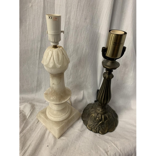 258 - TWO TABLE LAMP BASES, ONE A MARBLE EXAMPLE