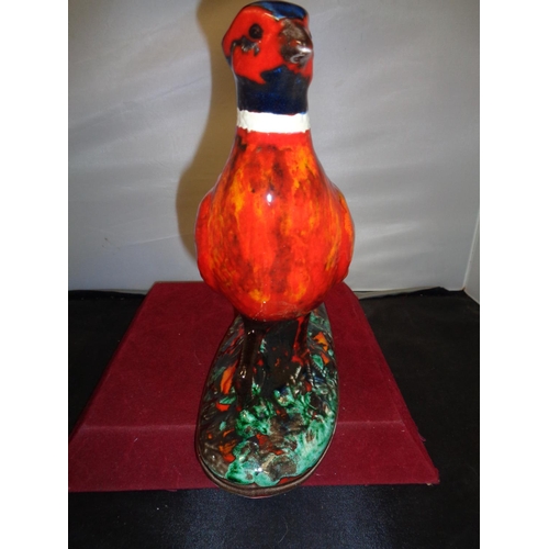 701 - A VERY LARGE ANITA HARRIS PHEASANT HANDPAINTED AND SIGNED IN GOLD