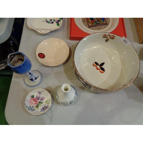 803 - A HORNSEA 1979 CHRISTMAS PLATE, A NADES FRUIT BOWL, A LOSOLWARE SANDWICH PLATE, A MOORCROFT 'POPPY' ... 