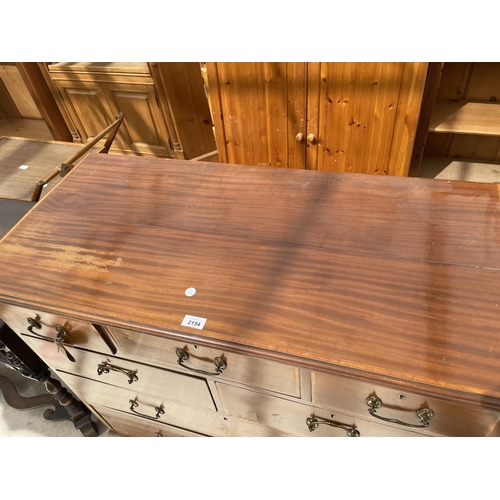 2154 - AN EDWARDIAN MAHOGANY AND INLAID CHEST OF TWO LONG DRAWERS, 40