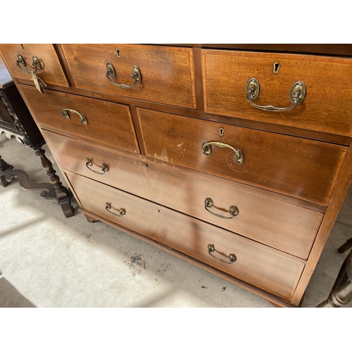 2154 - AN EDWARDIAN MAHOGANY AND INLAID CHEST OF TWO LONG DRAWERS, 40