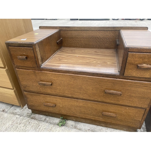 2503 - A MID 20TH CENTURY OAK DRESSING TABLE (LACKING MIRROR)