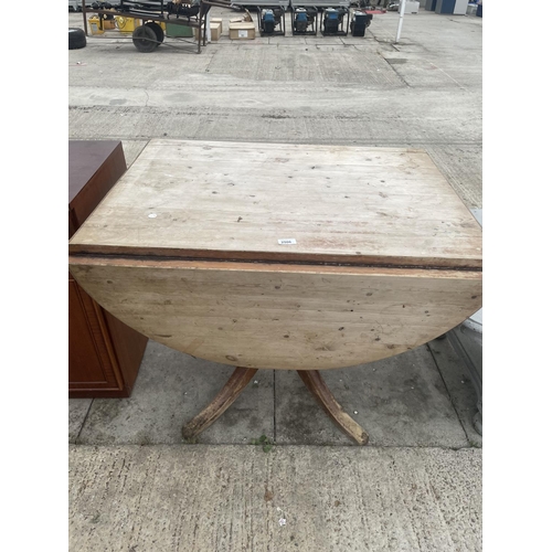 2506 - A PINE DROP LEAF TABLE PLUS PAINTED COFFEE TABLE